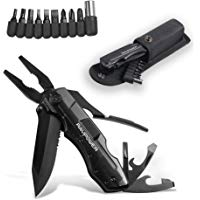 RAVPower Alicates Plegables 5-en-1, Herramienta Multiusos en Acero Inoxidable Duradero Navaja Multiuso de Bolsillo con Mango Ergon&oacute;mico (Protector Incorporado y Bolsa con Clip de Cintur&oacute;n) Negro
