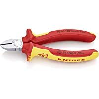KNIPEX 70 06 140 Alicate de corte diagonal cromado aislados con fundas en dos componentes, seg&uacute;n norma VDE 140 mm
