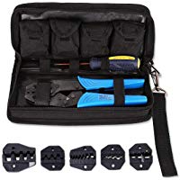 Amzdeal Crimpadora de Alambre, Herramientas de Crimper 5 en 1, 0.5 &ndash; 35 mm&sup2; de Trinquete Ajustable, Alicate de Crimpadora Port&aacute;til con Destornillador y Caja de Almacenamiento