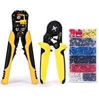 Amzdeal Alicate terminales kit de crimpadora alicates con 1*crimpador de cable(0.25-10mm&sup2;) 1*pelacable(5-17mm) y 1200psc terminales cables electrico