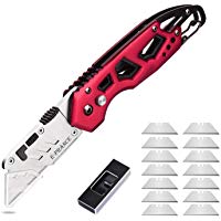 Ginnix C&uacute;ter Cuchillo Plegable Para Uso General Con 6 Cuchillas Reemplazables.Mango de Aluminio Antideslizante,Ideal Para La Vida Familiar, Oficina, Al Aire Libre (Rojo)
