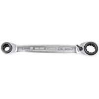 KS Tools 503.4541 4 en 1, llave poligonal doble con carraca reversible"Quadro" Gear (entrecaras 8 x 11 + 9 x 10 mm) 8x11mm