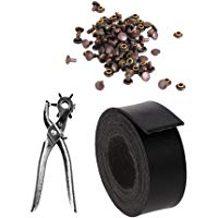 1x Correa de Cuero de PU de 2m + 1x Remachadora de Perforaciones con Ojales + Pack de 50 Unidades de Remaches Bricolaje