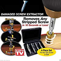 JTENG extractor de tornillos velocidad de salida de 4 piezas de extractores de tornillos de perforaci&oacute;n del taladro bits puestos de retirada de los tornillos rotos o da&ntilde;ados