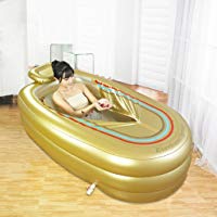Ba&ntilde;era hinchable m&aacute;s gruesa tubo de adultos ba&ntilde;era ba&ntilde;era de pl&aacute;stico (oro)