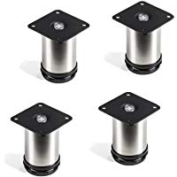 Set de 4 x SO-TECH&reg; Pata de Mueble "JIM" ACERO FINO &Oslash; 50 mm Alto 80 mm Capacidad de Carga muy Alta