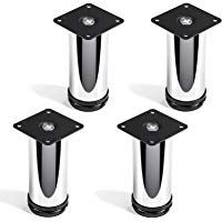 Set de 4 x SO-TECH&reg; Pata de Mueble"JIM" Cromado &Oslash; 50 mm Alto 120 mm Capacidad de Carga muy Alta