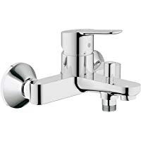 Grohe BauEdge - Grifo para ducha y ba&ntilde;o con sistema de montaje en pared e inversor autom&aacute;tico. Incluye sistema de ahorro de agua y limitador de caudal ajustable (23334000)