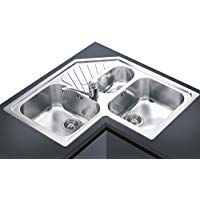 Smeg SP3A - Fregadero (Lavabo sobre-encimera, Esquina, Acero inoxidable, Acero inoxidable, 3 senos, Rectangular)