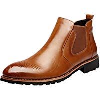 Hombre Botas Chelsea de Cuero Elegantes Calzado Oxfords Zapatos Forro Piel Sneakers Invierno Oto&ntilde;o Zapatos Negro Marr&oacute;n Rojo 37-44