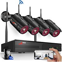 Kit Videovigilancia IP WiFi Inal&aacute;mbrica 1080P 4CH NVR Sistema de Vigilancia WiFi 4 C&aacute;maras de Seguridad con 1TB HDD Sistema CCTV, Visi&oacute;n Nocturna, Detecci&oacute;n de Movimiento, Acceso Remoto, SWINWAY
