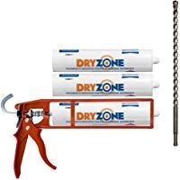 Kit de Impermeabilizaci&oacute;n Dryzone: 3 x Crema Contra la Humedad 310ml + Pistola de Masilla Cox + Broca Dryzone (Tratamiento contra la Humedad Ascendente)