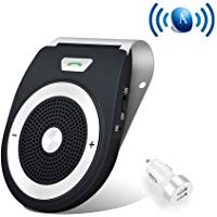 Bluetooth Manos Libres Coche Kit Auto Power ON con Sensor de Movimiento Integrado, reducci&oacute;n de Eco y Ruido de Fondo para la Visera GPS y m&uacute;sica Al Mismo Tiempo conectar Dos tel&eacute;fonos