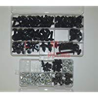 LoveMoto Juegos completos de Tornillos y Tuercas de carenado para ZX6R ZX-6R Ninja 636 2003 2004 Clips de fijaci&oacute;n y Tornillos de Aluminio Negro Plata