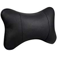 Zexo Almohadilla para El Cuello del Coche 1 Piezas De Cuero, Asiento De Coche, Almohada De Viaje, 25 17 9 Cm, Almohada De Apoyo del Coj&iacute;n del Reposacabezas del Coche (Negro)