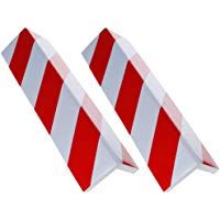 Rovtop 2 unidades 40*15 Paragolpes Protector para La Puerta de Coche Columnas Parking protector puerta garaje Esquina Parking Adhesivo Al Apagar-ROJO+BLANCO