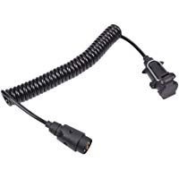 Cable de extensi&oacute;n para remolque, 12 N, rizado, para placas de iluminaci&oacute;n, caravanas, con enchufe y enchufe de 7 pines (macho a hembra)