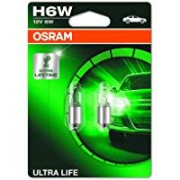OSRAM ULTRA LIFE H6W, L&aacute;mpara hal&oacute;gena, luz de estacionamiento y de posici&oacute;n, 64132ULT-02B, autom&oacute;vil de 12 V, ampolla doble (2 unidades)