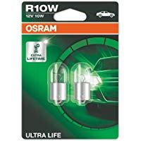OSRAM ULTRA LIFE R10W, L&aacute;mpara hal&oacute;gena, luz trasera, luz de matr&iacute;cula, de estacionamiento y de posici&oacute;n, 5008ULT-02B, autom&oacute;vil de 12 V, ampolla doble (2 unidades)
