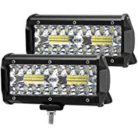 120W Focos de Coche LED 7 Pulgadas, 2pcs Superbrillantes LED Faros de Trabajo, Luz de Niebla de Conducci&oacute;n IP67 Para SUV, ATV, Barco, etc. [Clase de Eficiencia Energ&eacute;tica A +]