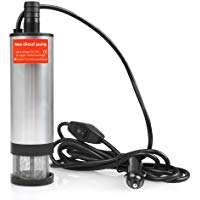 QLOUNI 12V 35L/min Bomba Sumergible de Agua del Acero Inoxidable Bomba de Combustible Diesel Transferencia de L&iacute;quido Di&aacute;metro 51mm Cable de 2.6m con Encendedor de Cigarrillos para Coche