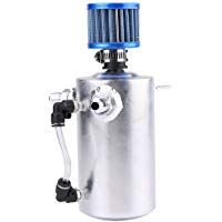 Qiilu 0.5L Universal Aluminio Dep&oacute;sito del aceite del motor Filtro del respiradero del dep&oacute;sito para Coche(plata)