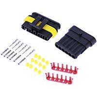 Vosarea 5 Kit de 6 Pines Conector El&eacute;ctrico a Prueba de Agua Conector de Cable Automotriz Enchufe de la Motocicleta del Coche Terminales de Enchufe OCULTADO Encogimiento de Calor