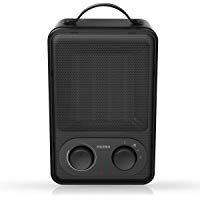 Fochea Calefactor Cer&aacute;mico El&eacute;ctrico con Termostato Ajustable, 2 Potencias de Calor (1000/1800W) y Funci&oacute;n Ventilador, Protecci&oacute;n Contra Sobrecalentamiento, Negro