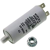 Condensador de Arranque de Motor 4 &micro;F, 450&nbsp;V 25&nbsp;X 58&nbsp;mm, Conector M8, Miflex, 4 uF.