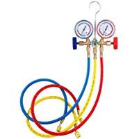 Refrigerant Manifold Gauge Set,man&oacute;metros aire acondicionado de refrigeraci&oacute;n Diagn&oacute;stico para pruebas de refrigerante con manguera y gancho para R12 R22 R404A R134A