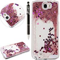 Funda para Samsung Galaxy Note 2, carcasa de pl&aacute;stico para Samsung Galaxy Nota 2,3d Creative carcasa r&iacute;gida para Samsung Galaxy Note 2, saincat transparente claro caso de cristal duro PC pl&aacute;stico funda Bumper doble protecci&oacute;n de doble capa para Samsung Galaxy Note 2, Bling Bling fluye l&iacute;quido l&iacute;quido con purpurina brillante Estrellas Protector Caso + un l&aacute;piz capacitivo para Samsung Galaxy Note 2.