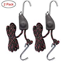 Electrely Ratchet Kayak y Canoa Bow y Stern Tie Downs Correas 1/4" 10Ft Cuerda Ratchet con Ganchos Correa para Colgar Led Lampe (2piezas)