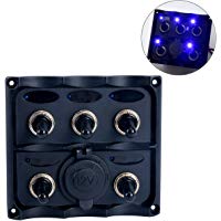 Amarine-made Marino el&eacute;ctrico 5 Gang LED Toggle Interruptor Panel azul LED impermeable de para Truck & de barco el&eacute;ctrico Marine RVS PN-TF5J-S