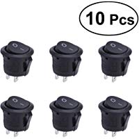 UEETEK 2 pines Snap-In Round Rocker Latching ON OFF Interruptor del barco del coche 6A 250V- Paquete de 10