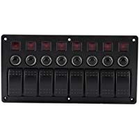 Interruptores autom&aacute;ticos de protecci&oacute;n contra sobrecarga del panel del interruptor basculante marino y la placa PCB, panel de interruptor de barra de luz LED de 8 bandas a prueba de agua 12-24V