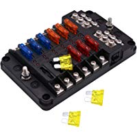 TopTen - Caja de fusibles para Coche, Impermeable, con Doble conexi&oacute;n Positiva, conexi&oacute;n Negativa de Tierra e indicador LED para Coche, Barco, Barco, Caravana, cami&oacute;n, veh&iacute;culos