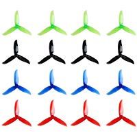 DroneAcc 16 Piezas 5045 3 Palas Propellers 5 Pulgadas TriBlade Props para 2204 2205 2206-2306 Motores sin escobillas FPV Racing Drone Quadcopter (Transparente, Rojo, Negro, Transparente Azul)