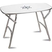 FORMA MARINE Mesa plegable, estructura de aluminio anodizado de 25 mm de di&aacute;metro x 61 cm de altura, tablero de melamina de 44x88 cm, revestimiento impermeable, material antideslizante en las patas, Modelo M250
