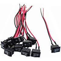 AC 6A / 250V 10A / 125V 2 soldadura SPST con./desc. Mini barco con cable Interruptor basculante Coche Auto Boat Round Rocker 2Pin Conmutador SPST Interruptor a presi&oacute;n con l&iacute;neas (2.1 x 1.5cm)
