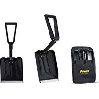 Power Pala Plegable per Nieve - Forma Completamente Plegable 65 cm Longitud Total 32 cm Longitud Compacta Perfecta para Coches, Camiones y Remolques, Estuche incluido (Negro)