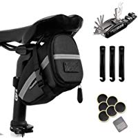 Hommie 16 En 1 Bolsa de Sill&iacute;n para Bicicleta con Herramientas Multifuncional, Ideal Bolsas de Ciclismo con Tira Reflectante y Kits de Reparaci&oacute;n para Bicicletas de Monta&ntilde;a, Negro