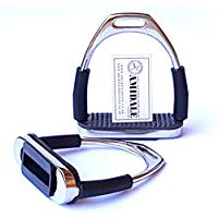 Amidale Flexi Seguridad Estribos Caballo Equitaci&oacute;n Flexible Planchas Inoxidable Acero Negro Dibujo - 11 cm