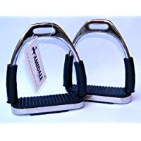 Amidale Flexi Seguridad Estribos Caballo Equitaci&oacute;n Flexible Planchas Inoxidable Acero Negro Dibujo - 12 cm