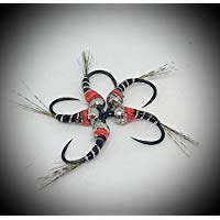 M&aacute;ximo Clini Color Perdigones Color Negro Rojo y Plata, Imitaci&oacute;n de ninfa de effimera, (Pack de 9&nbsp;artificiales Tre para tama&ntilde;o, costruita sobre anzuelos Barbless cecoslovacchi, conforme al FPersV FIPS Mouche