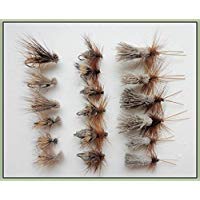 Moscas para pesca de trucha, 18&nbsp;unidades, con pelo de ciervo, ciervo canadiense y estilo G & H, varios tama&ntilde;os, para pesca con mosca