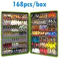 168PCS Moscas De Pesca - WS Ninfa Streamer Poper Emerger Fly Tying Kit Material caja de pesca Tackle cebos para trucha de pesca