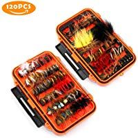 Magreel Se&ntilde;uelos de Pesca Cebos de Peces Moscas Artificiales con Plumas Spinner Flotantes de Hundimiento Superficie Buceo Agua Dulce Salada Mar Aparejos Anzuelos Agudos con Caja (Kit de 120 Piezas)