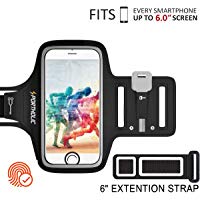 PORTHOLIC&reg; Brazalete deportivo Para Deportes M&aacute;s Correa De Extensi&oacute;n Con soporte para llaves, cables y tarjetas para iPhone 8 Plus/7 Plus/6 Plus ,Galaxy S9/S8 Plus,Huawei P20,6.0 pulgas (negro+)