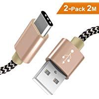 Cargador USB Tipo C Froggen [2-Pack] 2M Carga R&aacute;pida USB Tipo C de Nylon Trenzado Dispositivo Compatible for Samsung Galaxy S9/S8/S8+,Nota8,Huawei P9/10,HTC,OnePlus 2/3T,Xiaomi,Sony XZ-Dorado