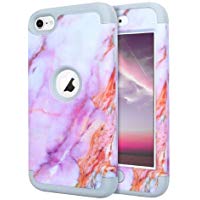 Dailylux Funda iPod Touch 5,Funda iPod Touch 6, Prueba de Polvo Prueba de choques Carcasa h&iacute;brido de 3 Capas de Silicona Resistente Cubierta Dura para iPod Touch 5ta/6ta generaci&oacute;n-M&aacute;rmol Rosado